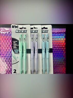 INC International Concepts Matrix Gel Pens - Mint, Lavender, Light Blue - 6 Pack